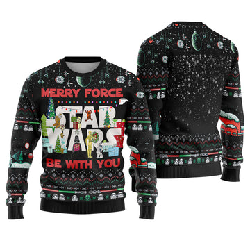 May The Cosmic Energy Be With You Ugly Christmas Sweater - Galactic Holiday Knit Print