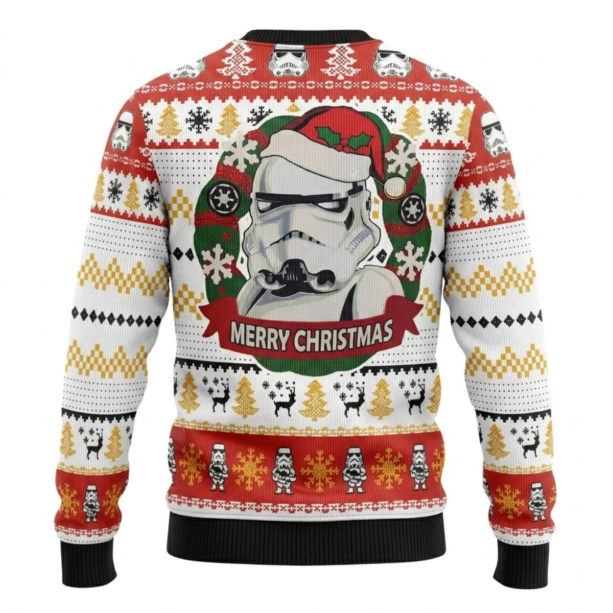 Imperial Galactic Soldier Helmet Ho Ho Ho Ugly Christmas Sweater - Sci-Fi Holiday Knit Print