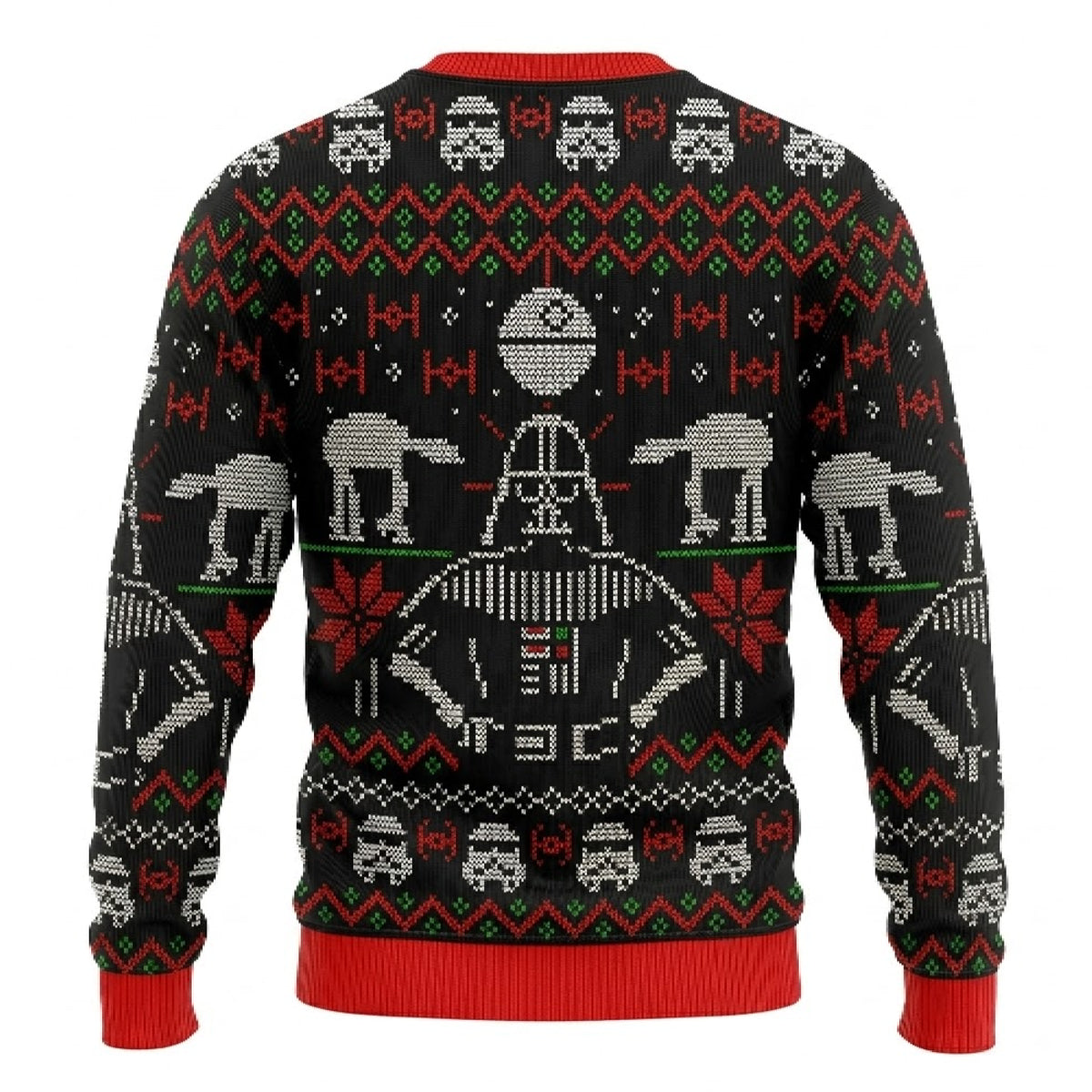 Dark Masked Galactic Overlord Ugly Christmas Sweater - Space Empire Holiday Knit Print
