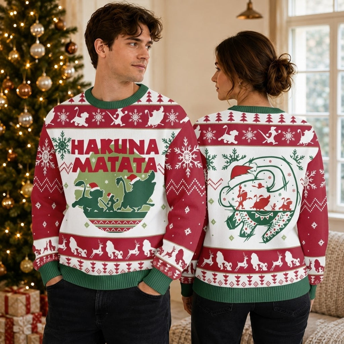 Savanna Lion Prince Wild Animal Vibe Ugly Christmas Sweater - Safari Rock Holiday Knit Print