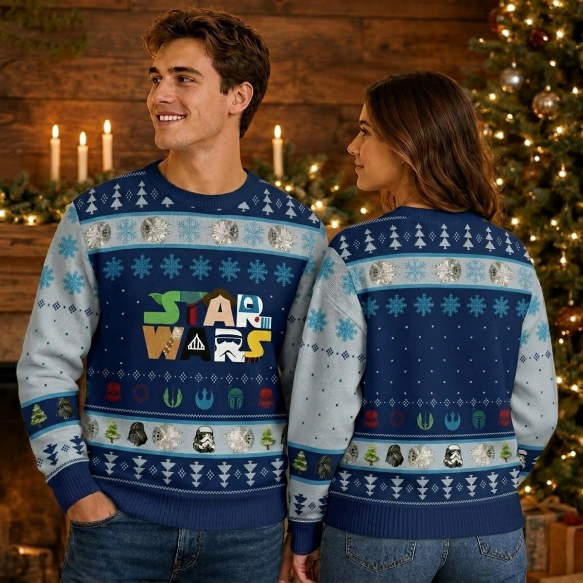 Galactic Heroes Ugly Christmas Sweater - Festive Holiday Knit Print