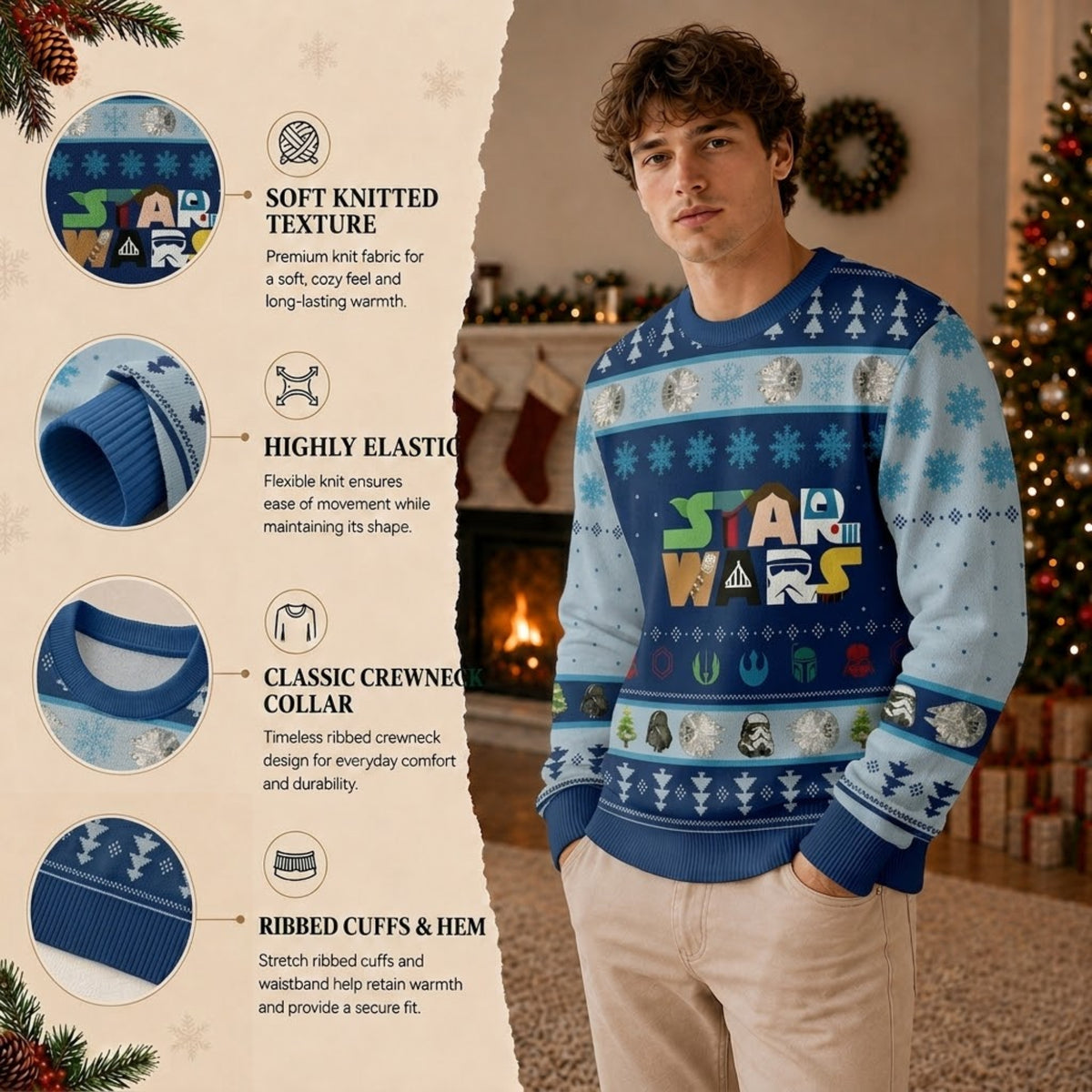 Galactic Heroes Ugly Christmas Sweater - Festive Holiday Knit Print