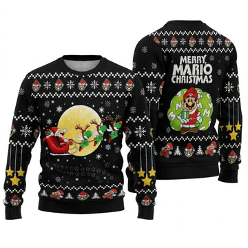 Pixel Plumber Happy Ugly Christmas Sweater - 8-Bit Gaming Holiday Knit Print