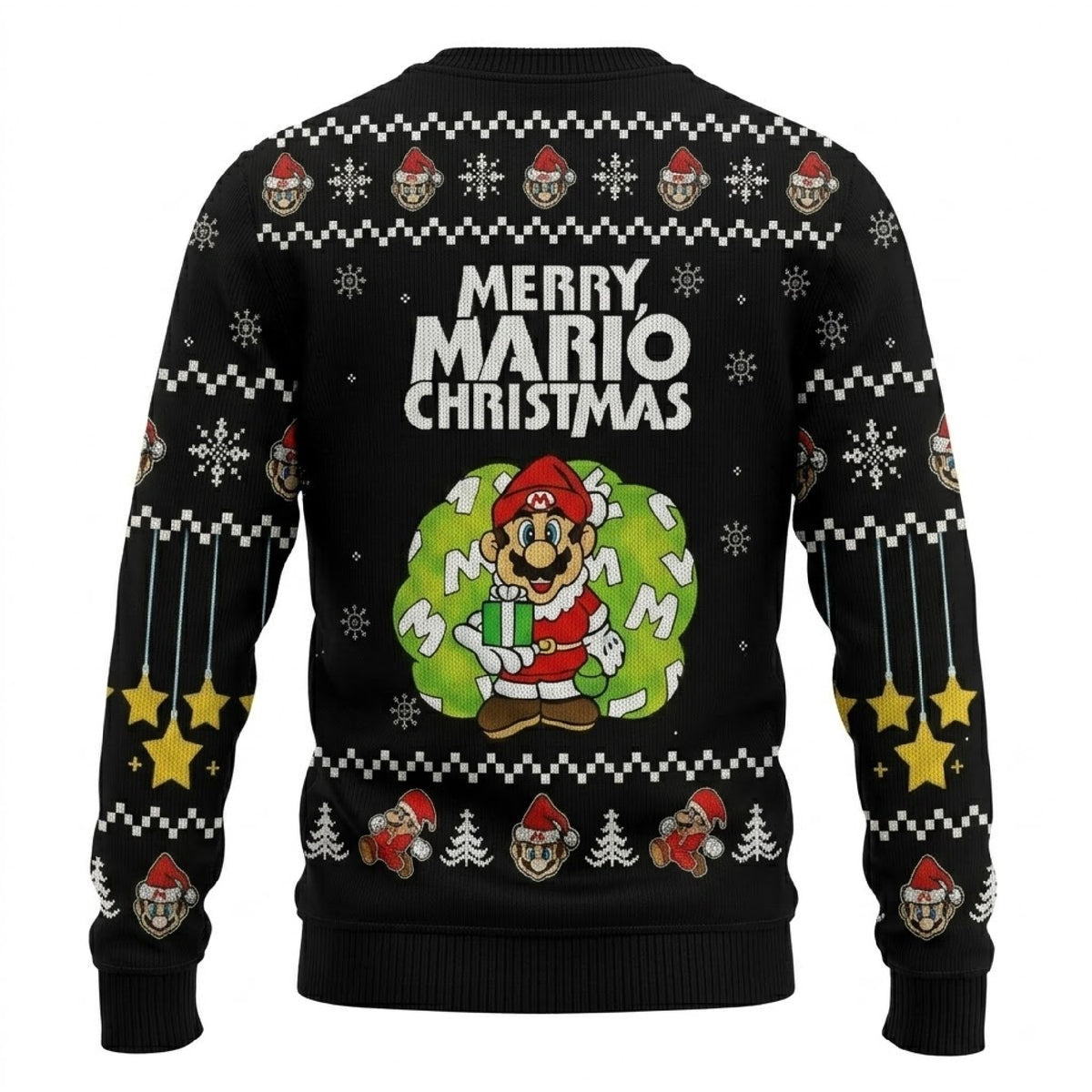 Pixel Plumber Happy Ugly Christmas Sweater - 8-Bit Gaming Holiday Knit Print