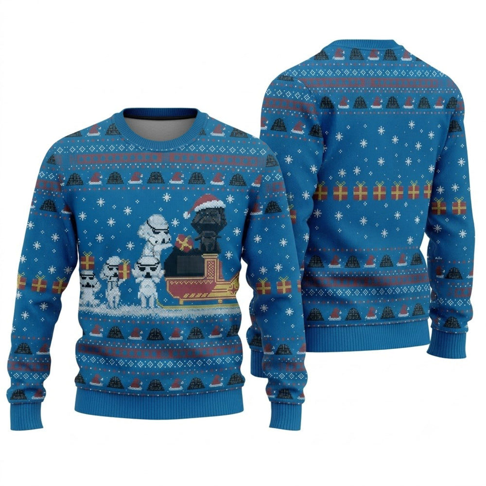 Galactic Empire Snowtrooper Ugly Christmas Sweater - Festive Sci-Fi Holiday Knit Print