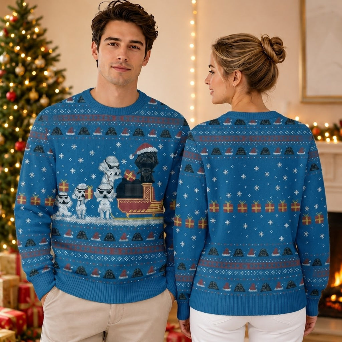 Galactic Empire Snowtrooper Ugly Christmas Sweater - Festive Sci-Fi Holiday Knit Print