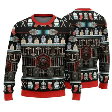 Galactic Sci-Fi Heroes Ugly Christmas Sweater - Festive Holiday Knit Print
