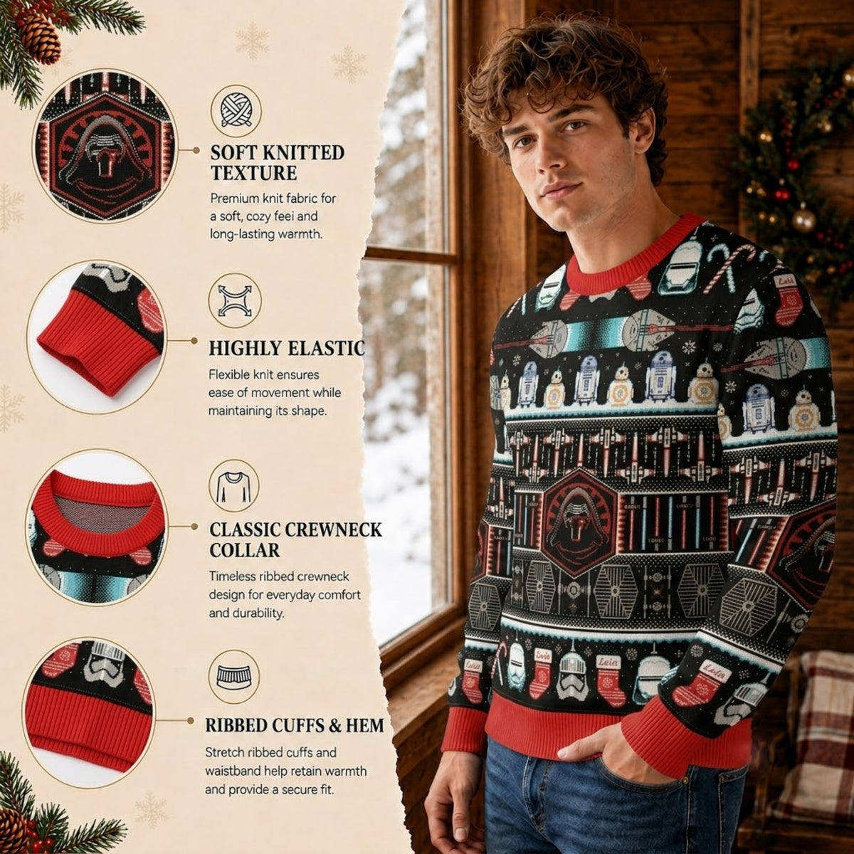 Galactic Sci-Fi Heroes Ugly Christmas Sweater - Festive Holiday Knit Print