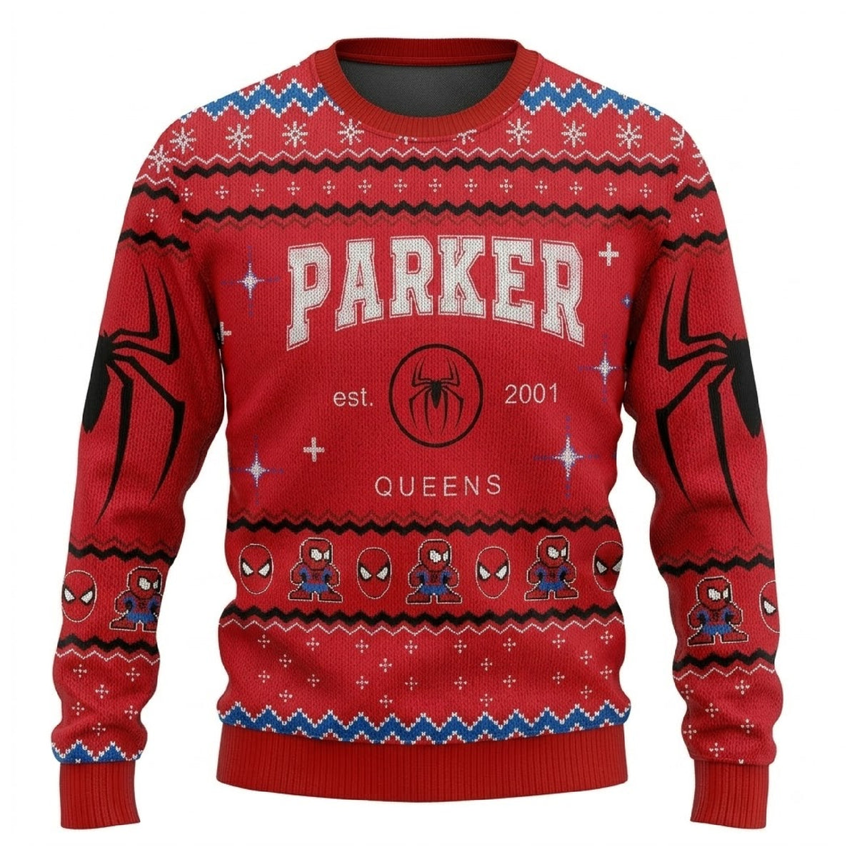 Spider Web Wall Crawler Hero Ugly Christmas Sweater - Superhero Holiday Knit Print