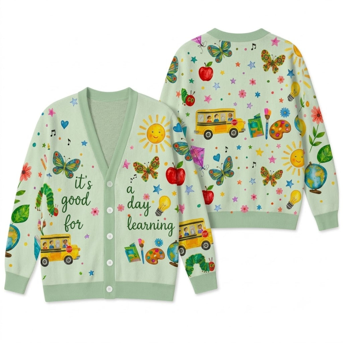 Back to School Cardigan Sweater - Cute Teacher Classroom Learning Knitwear