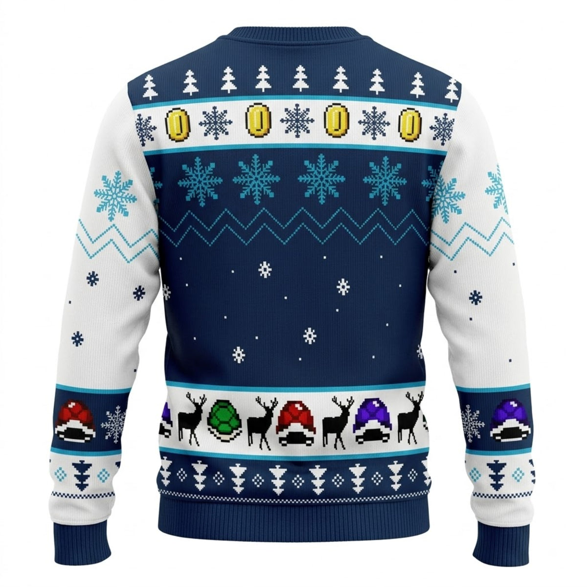 Mushroom Kingdom Grand Prix Kart Racing Ugly Christmas Sweater - Pixel Art Holiday Knit Print