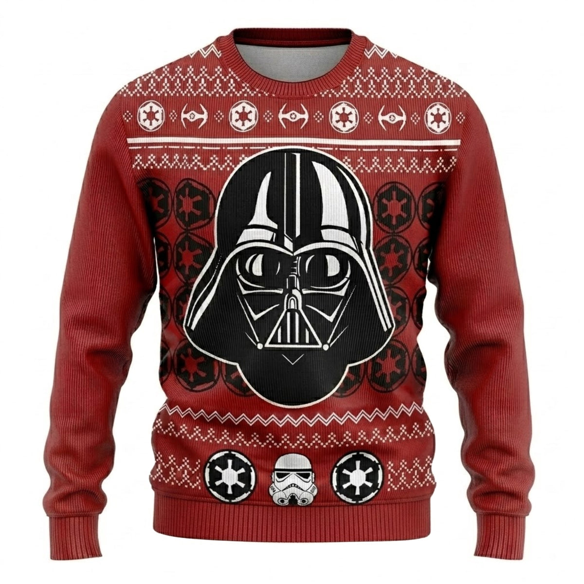 Galactic Overlord Ugly Christmas Sweater - Dark Lord Red Holiday Knit Print