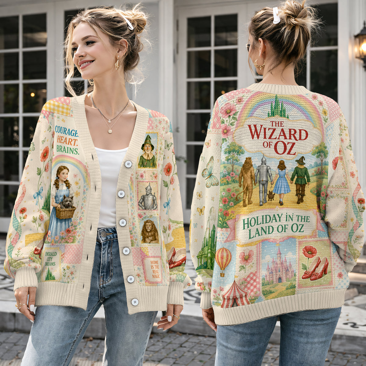 Yellow Brick Road Fantasy Cardigan Sweater - Emerald Kingdom Fairy Tale Knitwear