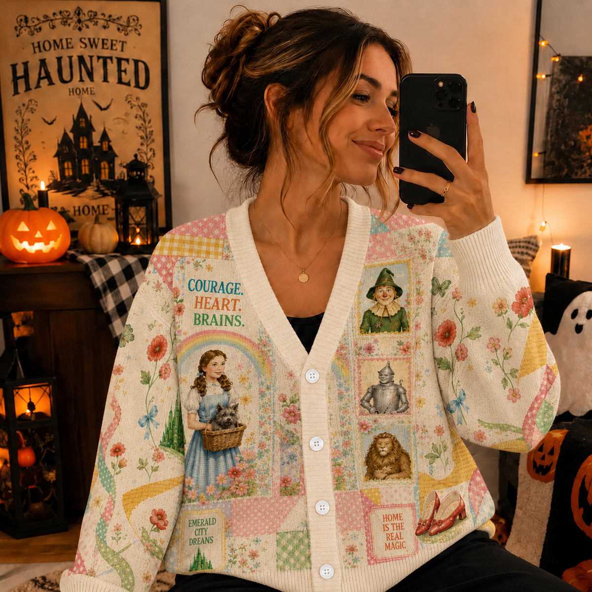 Yellow Brick Road Fantasy Cardigan Sweater - Emerald Kingdom Fairy Tale Knitwear