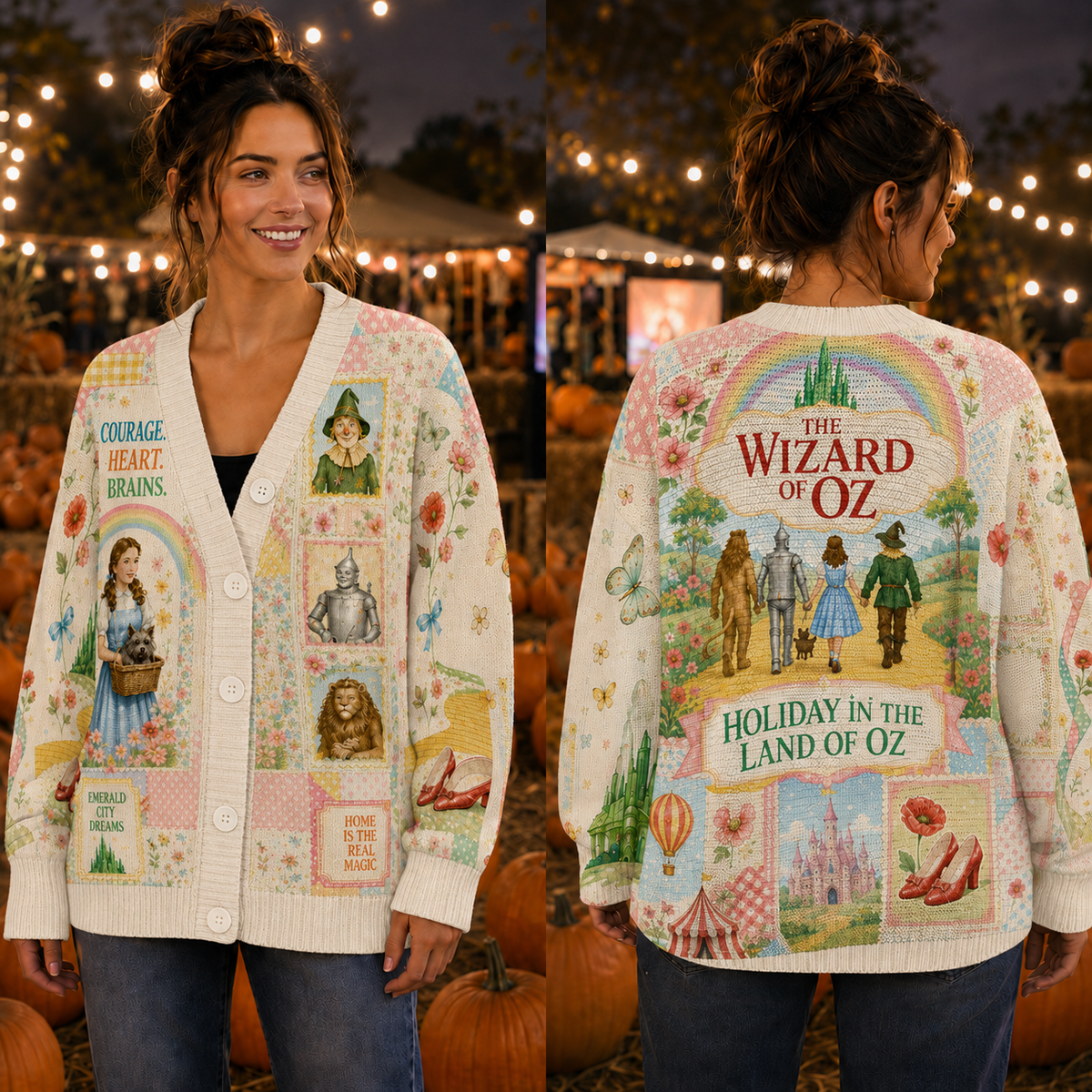 Yellow Brick Road Fantasy Cardigan Sweater - Emerald Kingdom Fairy Tale Knitwear