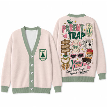 Summer Camp Cardigan Sweater - 1961 Retro Camping Memories Button Knitwear